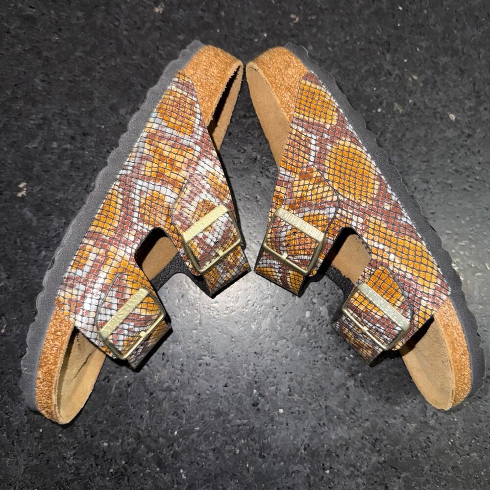 NEW BIRKENSTOCK Arizona shiny python brown snake sandals SZ 38 7-7.5 - Picture 5 of 9